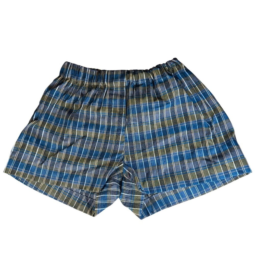 Back Beat Co. Plaid Elastic Waist Cotton Blend Lounge Pajama Boxer Shorts Size X